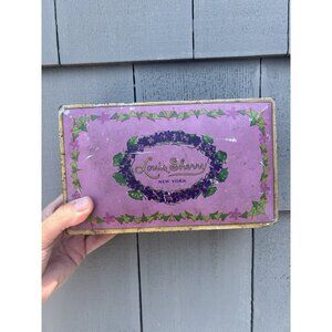 Vintage 1920s Louis Sherry New York CanCo tin metal hinged chocolate box pink
